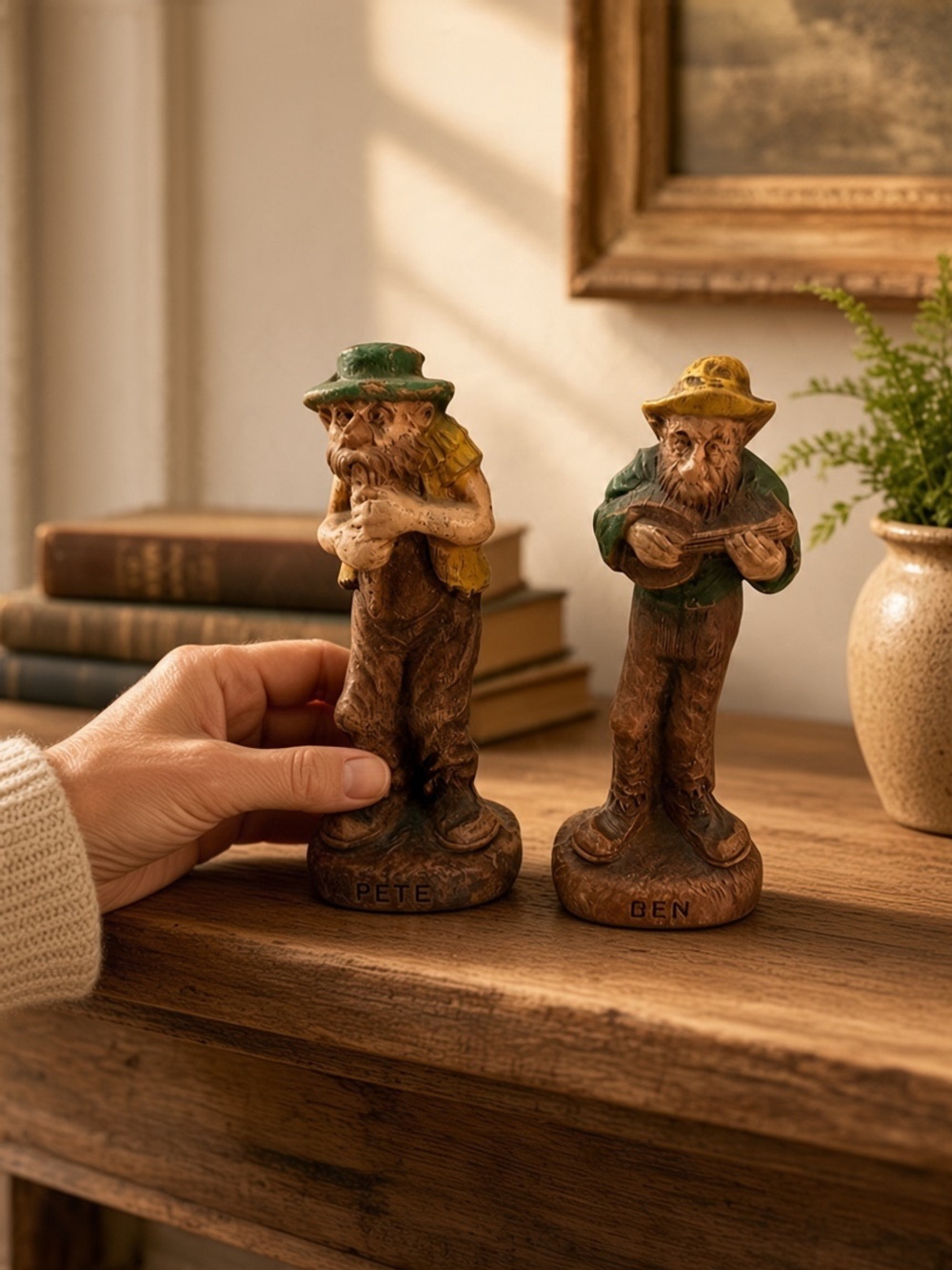 Vintage Syroco 1942 Hillbilly Pete And Ben Figurine Set
